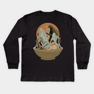 Ramen and Kaiju Landscape Kids Long Sleeve T-Shirt